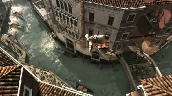 Ezio enjoys fine wine, long walks on the rooftop, and flinging himself off towering buildings as if a plate of steel and a pile of hay will help him survive.