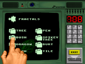 The computer interface makes up for its obnoxiousness by offering user settings, like desktop backgrounds. Because what can model chaos better than a Bush? (I think Jeb may have discarded that slogan...)